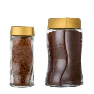 China Clear Glass Coffee Jars Coffee Bean Tea Food Container With Plastic Lid for sale