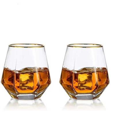 China 12 Oz Clear Diamond Old Fashioned Glass Party Gifts Rock Whiskey for sale
