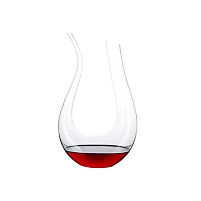 China Duidelijke 1600 ml U-vorm luxe elegante glas wijn decanter voor thuis Te koop