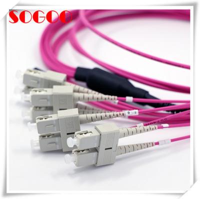 China OM4 MM Fan Out MTP Female SC APC Patch Cord for sale
