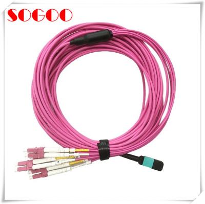 China MPO/MTP To 12XLC Breakout 40GbE OM3 Fiber Patch Cord for sale