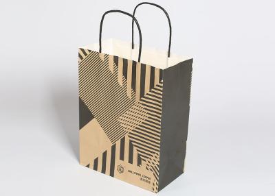 China Kraft Reusable Shopping Bags , Fashion Striped Paper Bags With Handles for sale