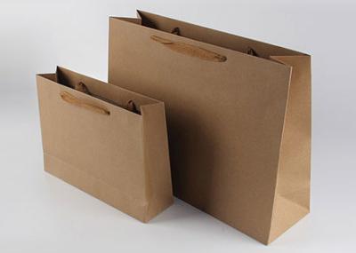 China Customized Rectangular Bulk Paper Bags , Plain Kraft Shopping Bags With Handles for sale