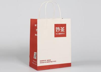 China Red Printed Decorative Bags , Custom Recycled Take Away Paper Shopping Bags for sale
