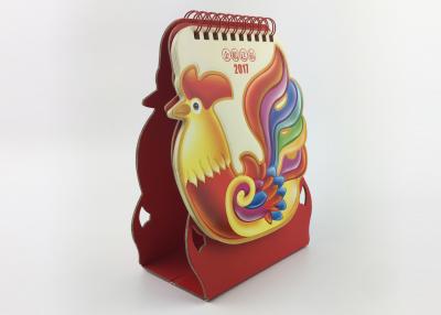 中国 1250GSMらせんとじとの全年の事務机のカレンダーの独特な形 販売のため