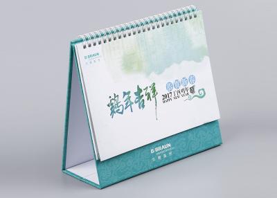 China White Metal Binding Office Desk Calendar Cmyk Full Color And Paper Printing for sale