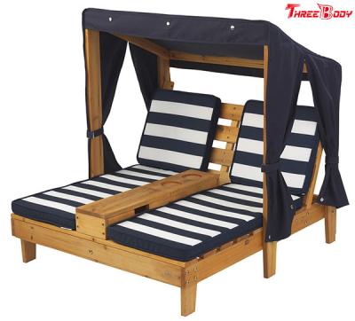 China Wooden Outdoor Double Chaise Lounge , Backyard Lounge Chairs Weather Resistant for sale