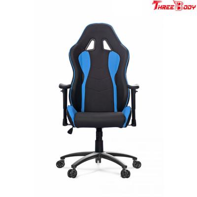China Cadeira de couro preta e azul do giro do jogo com sistema de apoio lombar à venda