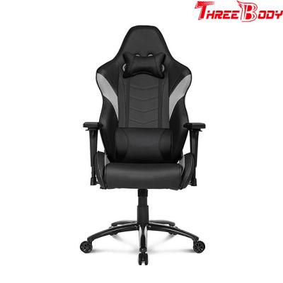 China Black And Gray Leather Gaming Chair 360 Degree Swivel Rotation Fire - Retardant for sale