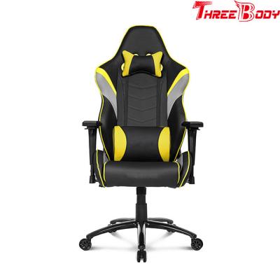 China Silla negra y amarilla del juego, silla de escritorio ajustable del juego del ordenador en venta