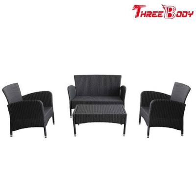 China Black Modern Rattan Garden Sofa Set , All Weather Wicker Garden Furniture for sale