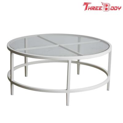China Commercial Outdoor Garden Furniture White Metal Outdoor Coffee Table / Small Patio Side Table for sale