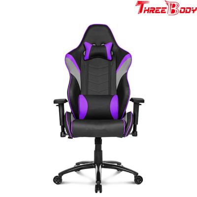 China 360 Degree Swivel Black And Purple Gaming Chair , Mobile Comfortable Gaming Chair for sale