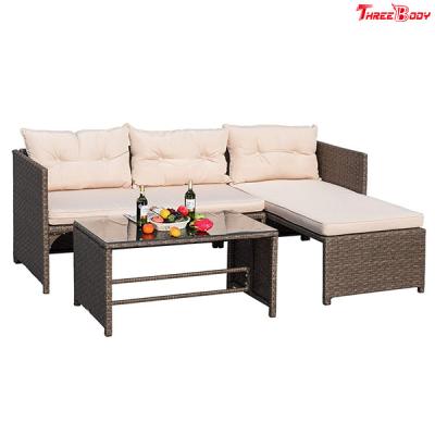China 3 Pieces Rattan Sectional Outdoor Lounge Sofa Sets Clearance UV Resistant for sale