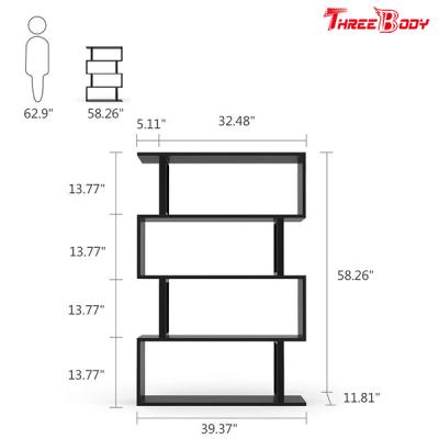 China Black  Modern Office Furniture Corner 4 Shelf Bookshelf For Living Room / Bedroom for sale