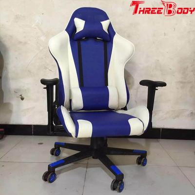 China Video Game High Back Gaming Chair White And Blue 350lbs Large Load Capacity for sale