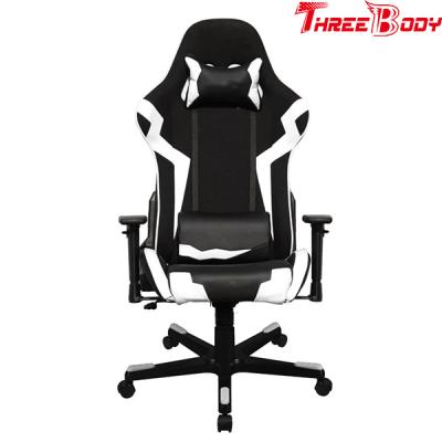 China Ergonomic High Back Racing Gaming Chair Adjustable Height Swivel Black And White for sale