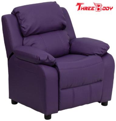 China Comfortable Childrens Recliner Chair , Purple Vinyl Toddler Recliner Chair With Storage Arms for sale
