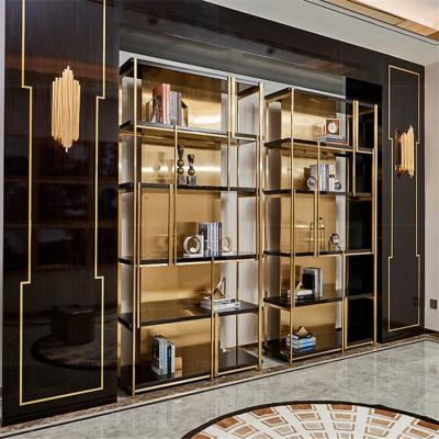 중국 Modern stainless steel cabinet tempered glass wine book shelf use display rack 판매용