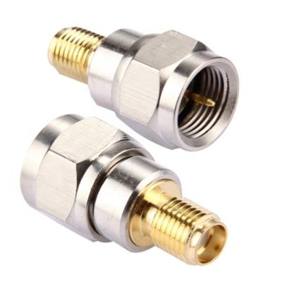 China Brass F Type Male Plug To Female Jack Straight RF Coaxial Adapter with Brass Material for sale