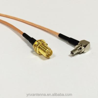 Chine 6 pouces RG316 câble coaxiale jumper F féminin à CRC9 mâle angle droit RF adaptateur connecteur à vendre