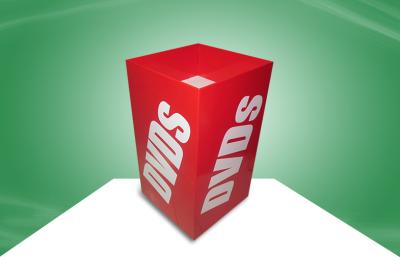 China DVD Red Cardboard Display Units Dump Bins Newspaper Cardboard Collection Bins for sale