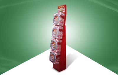 Chine Assemblez les affichages rouges de carton de position, présentoirs au détail de plancher avec des crochets à vendre