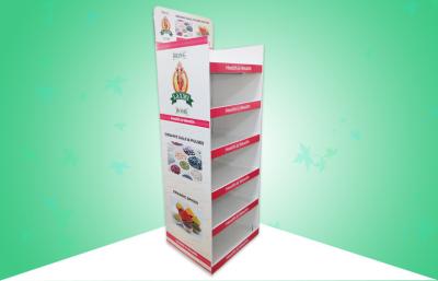 China Robust Cardboard Floor Display Stands , 6 Shelf Stand Up Cardboard Display With Supporting Bars for sale