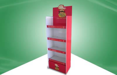 China Red Four Shelf Cardboard Free Standing Display Units PP Lamination for Snack for sale