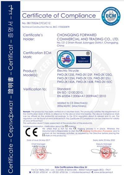 CE certificate - Chongqing Forward Auto Tech Co.,Ltd.
