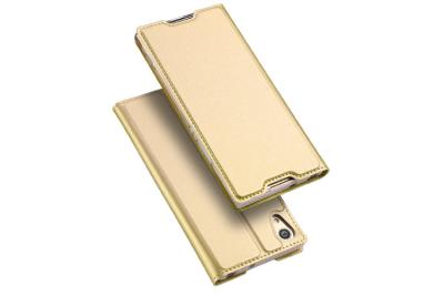 China Professional Gold Sony XA1 Cover , Card Slot PU Leather Sony Flip Case for sale
