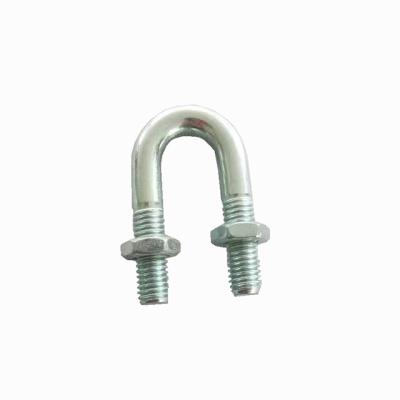 China Plain Cable End Fittings Pipe Size Zinc Plated Round Bend U-Bolt With Hex Nuts for sale