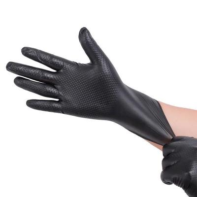 China Diamond Dotted Black Nitrile Gloves for sale