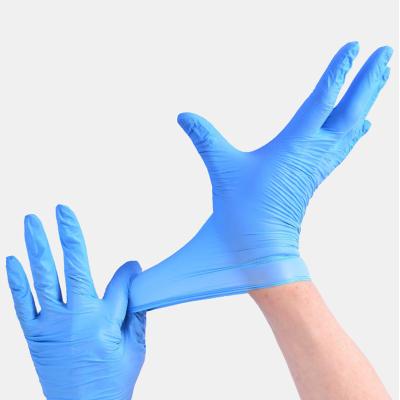 China 9 Inch Blue Disposable Medical Nitrile Hand Gloves Smooth Surface for sale