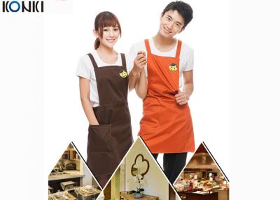 China Costume personalizado da cozinha que cozinha o bordado dos aventais com tela da sarja à venda