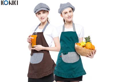 China Contrast Color Custom Embroidered Aprons Working Cooking For Coffee Shop for sale