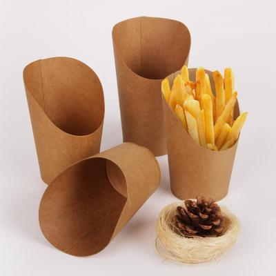 China 8oz 12oz Paper French Fry Scoop Cup Takeaway Takeaway French Fry Cone Holder for sale