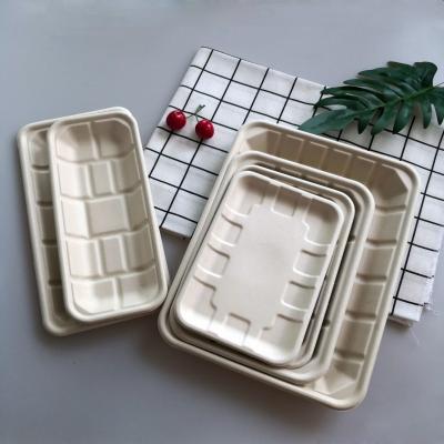 China Fruit Sugarcane Bagasse Pulp Weddings Vegetable Disposable Meat Microwave Safe Tray for sale
