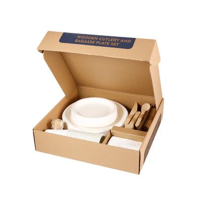 China Eco Sustainable Compostable Disposable Plates Cutlery Disposable Take Out Food Containers for sale