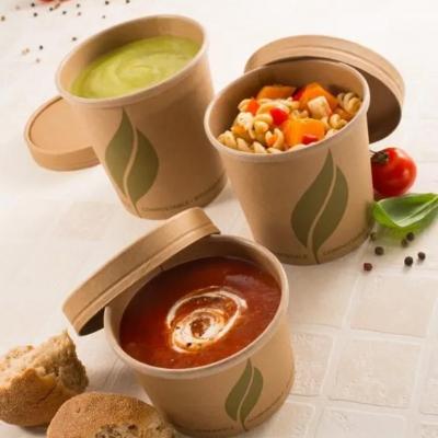 China PE Coated 8oz 12oz Disposable Paper Cup Soup Serving Paper Party Bowls For Hot Cold Food for sale