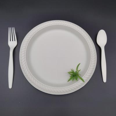 China 9in 10in Round Cornstarch Disposable Plates Biodegradable Round Plate Tableware for sale