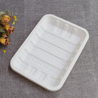 China Biodegradable Sealable Meat Cornstarch Tableware Frozen Food Tray Container 150mm for sale