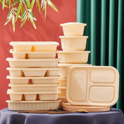 China 10 Inch 3 Compartments Cornstarch Tableware Bento Biodegradable Cornstarch Food Containers for sale