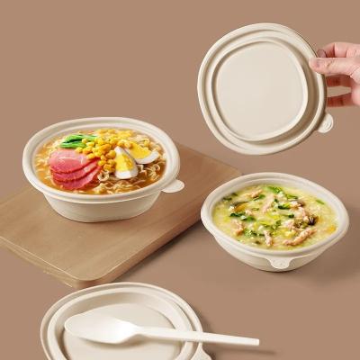 China 800ml 1050ml Biodegradable Take Out Containers Cornstarch Fruit Bowl With Lid for sale
