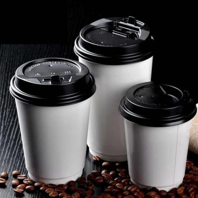 China 16oz 500cc Disposable Single Use White Paper Coffee Cup Double Layer Paper Cup for sale