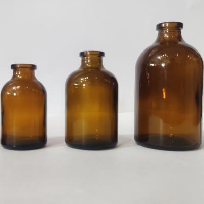 China 10ml 30ml 100ml Amber Glass Reagent Bottle Molded Antibiotic Glass Bottle for sale