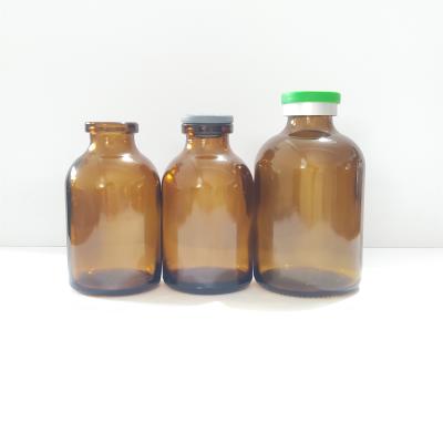 China 20ml 30ml Amber Glass Injection Bottle Antibiotics Penicillin Empty Glass Vials for sale