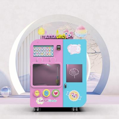 China 700W Pink Fairy Floss Vending Machine With 4 Sugar Boxes Mechanical Arm for sale
