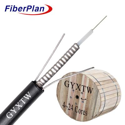 China 2 To 24 Cores Single Sheath PE Duct Fiber Optic Cable GYXTW for sale