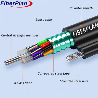 China 4-48 Core GYTC8S Armored Figure 8 Aerial FTTH Fiber Optic Cable for sale